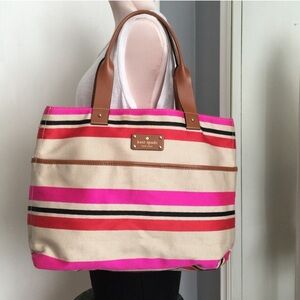 Kate Spade Vibrant Pink and Tan Tote